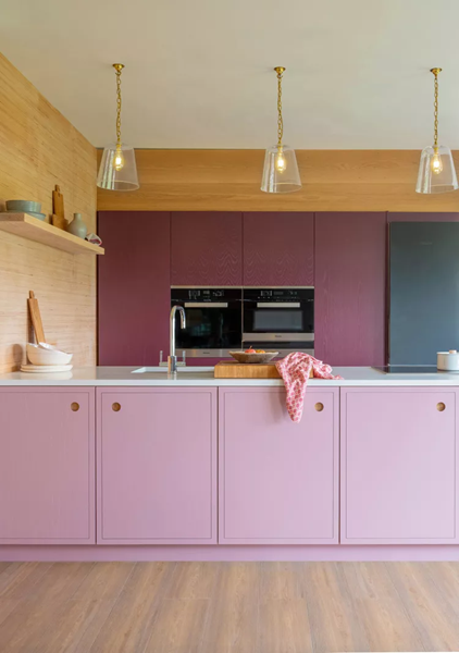 Colorful-kitchen-with-pink-cabinetry-color-kitchen-trend-2025