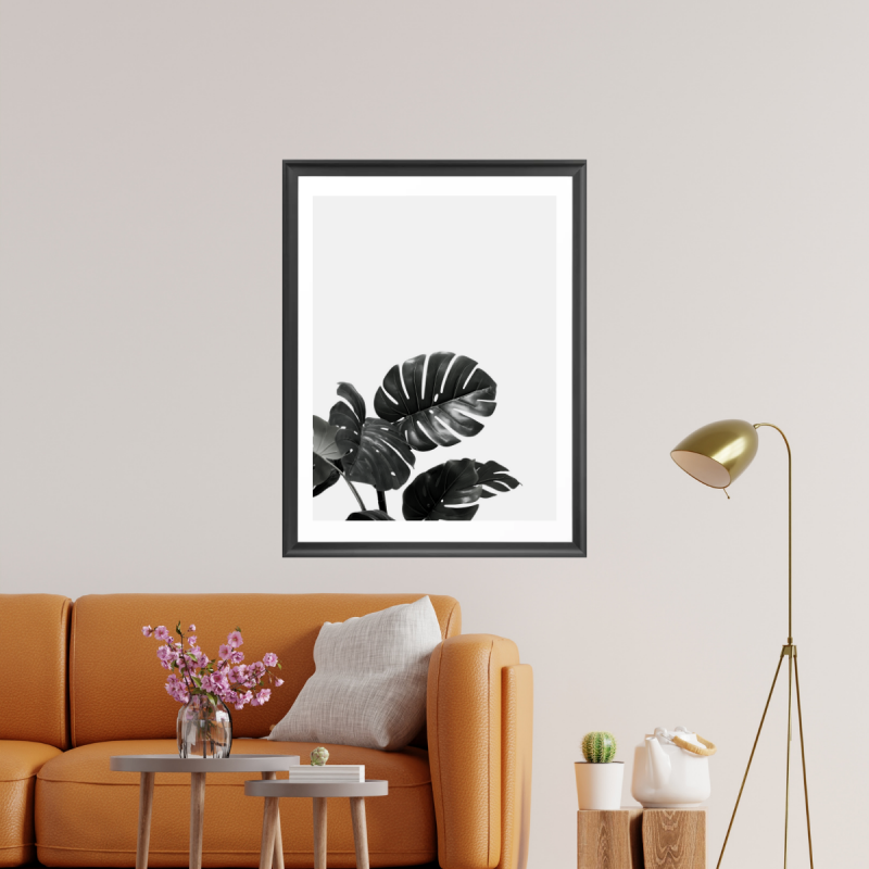 monochrome leaf art print-1