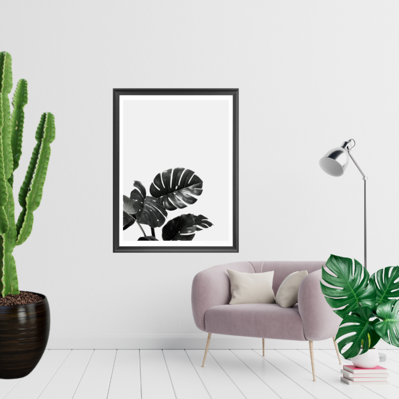 monochrome leaf art print-2