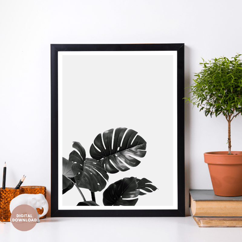 monochrome leaf art print